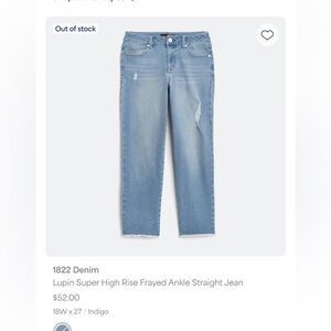 1822 straight raw hem jeans.